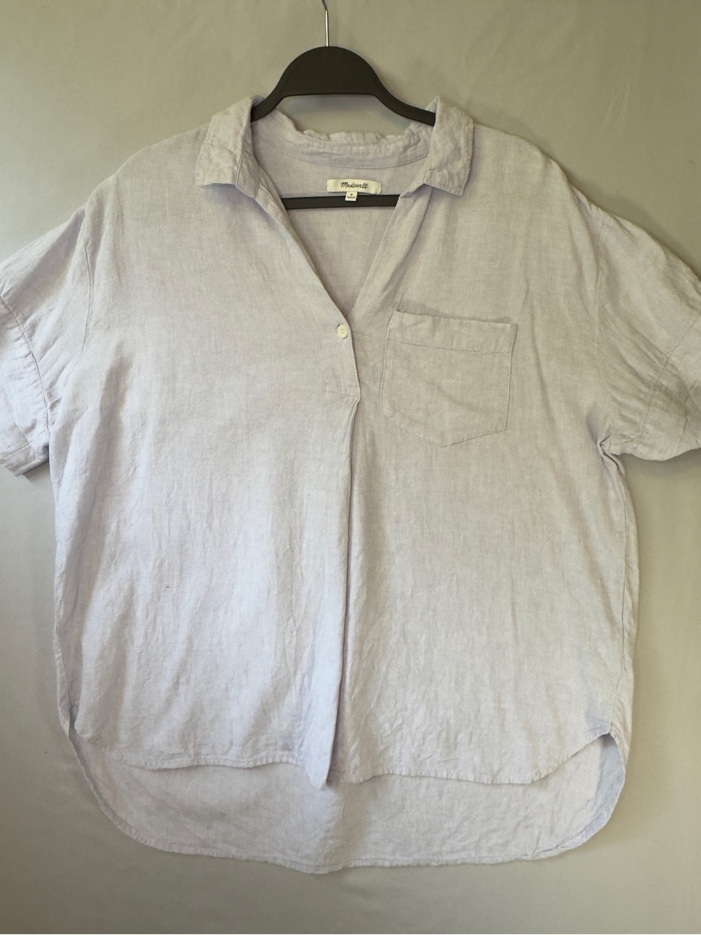 Madewell Washed Lilac Linen blend Button-Front Women's Top size M